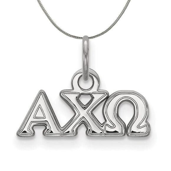Sterling Silver Alpha Chi Omega XS (Tiny) Pendant Necklace - 24 Inch - Picture 1 of 8